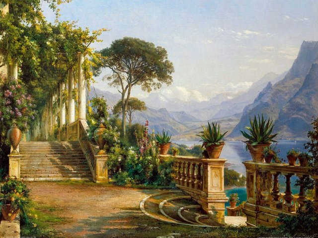 Hytte ved Comosøen (Cottage by Lake Como). Carl Frederik Aagaard (Danish, 1833-1895).