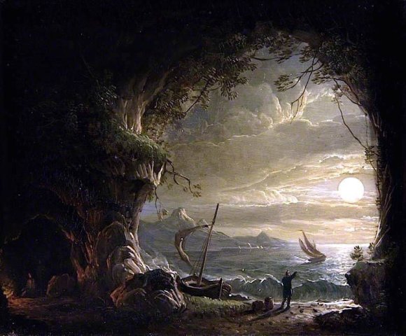 Landscape, Moonlight. Edmund Glover (British, 1816-1860).