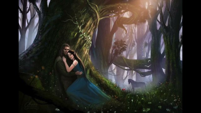 "When winter passed, she came again,
And her song released the sudden spring, ???
Like rising lark, and falling rain,
And melting water bubbling.?
He saw the elven-flowers spring?
About her feet, and
