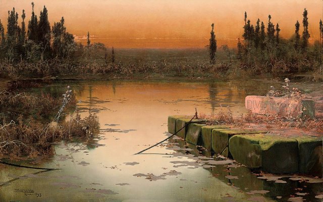 Dawn on the Pontine Marshes. Enrique Serra-y-Auque (Spanish, 1859-1918).