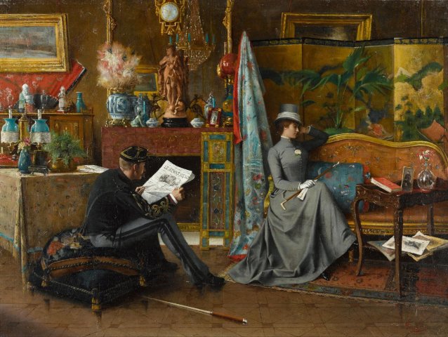 An Awkward Silence (c. 1860). Cyr Jean Aimé (St-Cyr) Girier (French, 1837-1912).