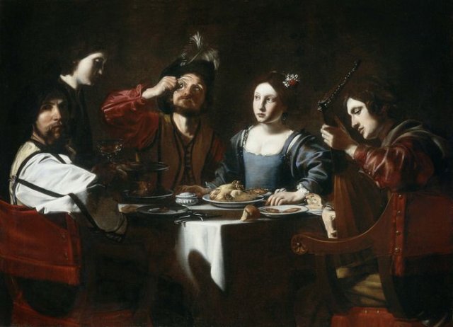 Banquet Scene with a Lute Player, c.1625. Nicolas Tournier (French, 1590-1639).