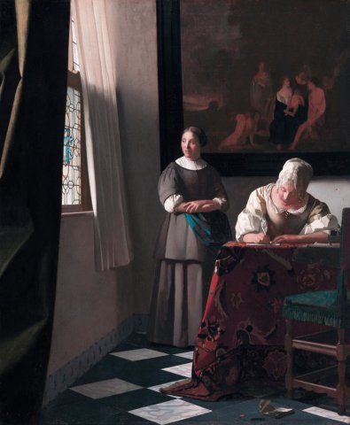 Lady Writing a Letter with her Maid (Dutch: Schrijvende vrouw met dienstbode) is a painting by the Dutch artist Johannes Vermeer, completed in 1670–1671.