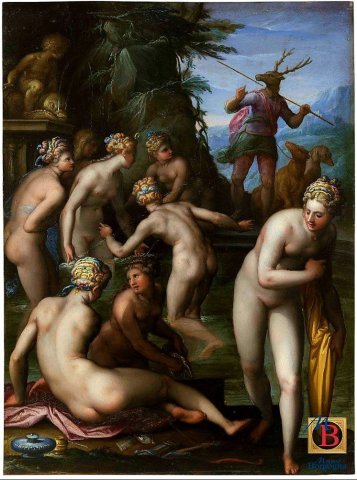 Diana Surprised by Actaeon (c.1580-1585). Giovan Battista Naldini (Italian, c.1537-1591).