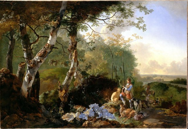 Landscape with Sportsmen and Game, c. 1661–65. Adam Pynacker (Dutch, 1622-1673).