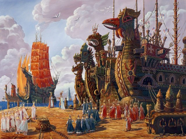 Some of Vsevolod Ivanov's (Russian, 1895-1963) Hyperborean paintings.