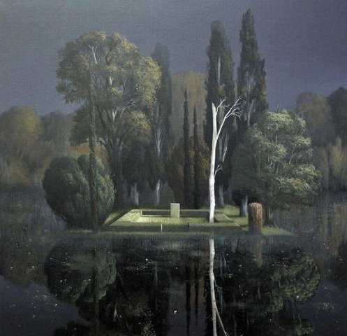 The Tombstone. Arnold Böcklin (Swiss, 1827-1901).