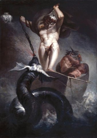 Thor Battering the Midgard Serpent (1790). Henry Fuseli (Swiss, 1741-1825).