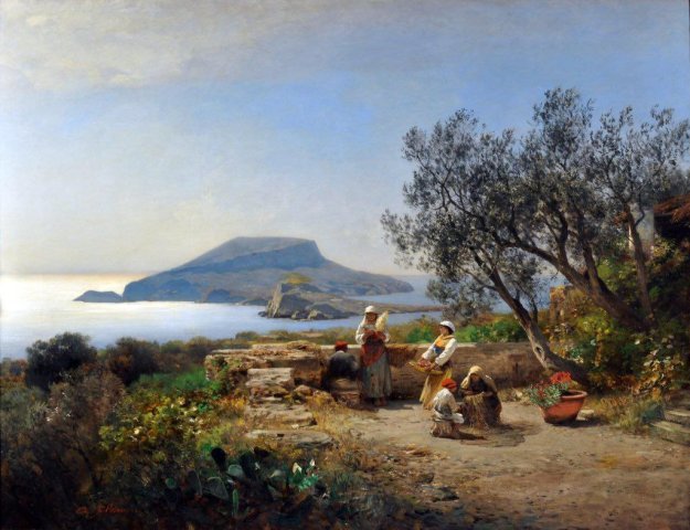 Over the Coast of Capri. Albert Flamm (German, 1823-1906).