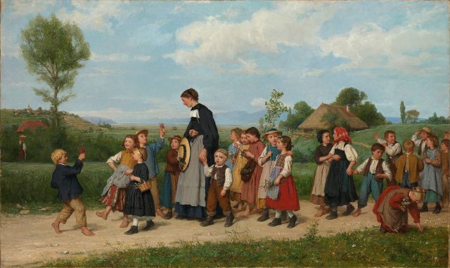 Der Schulspaziergang (The School Walk) (1872). Albert Anker (Swiss, 1831-1910).