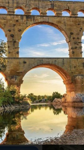 Pont du Gard, France. Roman aqua duct built to carry water to a village 31 miles away.