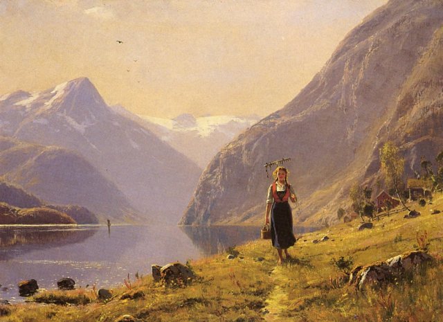 By The Fjord (c. 1937). Hans Dahl (1849-1937).