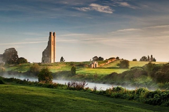 Mist rising off the Boyne River, Ireland.