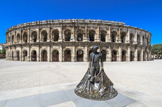 Roman amphitheater in Nimes, France. Still in use today.