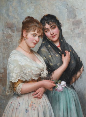 Two Venetian Women (1898). Eugen von Blaas (Italian, 1843-1932).