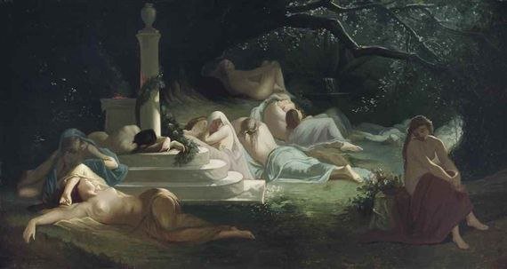 Nymphs at the Tomb of Adonis. Ernest-Augustin Gendron (French, 1817-1881).