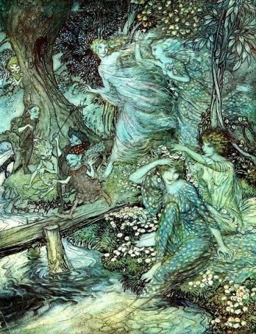 Wood Nymphs. Arthur Rackham (British, 1867-1939).
