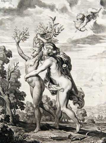 Daphne and Apollo (c. 1635-38). Cornelis Bloemaert (Dutch, 1603-1692).