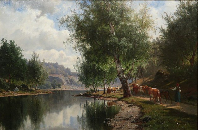 Edvard Bergh (Swedish, 1828-1880), Summer landscape (1873).