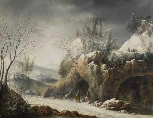 Winter Landscape with a Peasant Family. Francesco Foschi (Italian, 1710-1780).