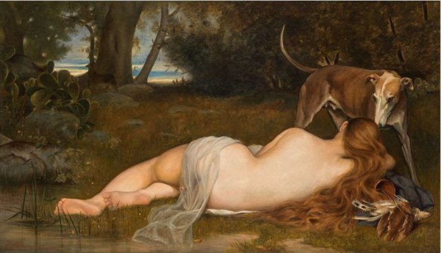 A Resting Nymph (c. 1900). Ferdinand Schauss (German, 1832-1916).