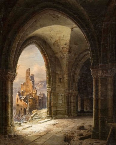 A View of Snow Covered Ruins. Wilhelm Steuerwaldt (German, 1815-1871).