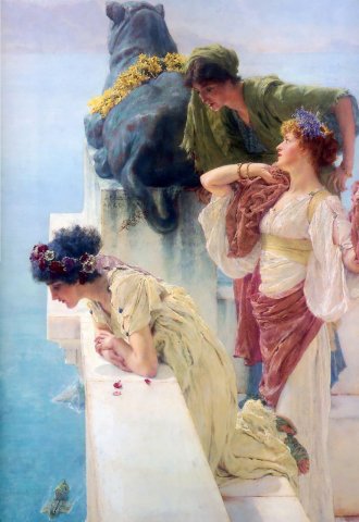 A Coign of Vantage (meaning 'a favorable position for observing'), 1895. Lawrence Alma-Tadema (Dutch, 1836-1912).