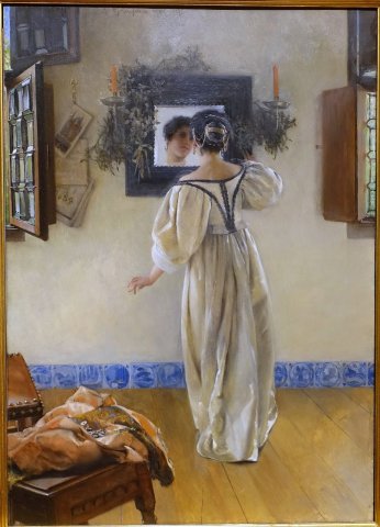 A Knock at the Door, 1897. Laura Theresa Alma-Tadema (English, 1852-1909), wife of famous Dutch artist Lawrence Alma-Tadema.