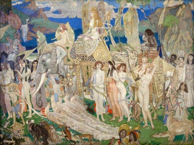 Ivory, Apes and Peacocks (The Queen of Sheeba). John Duncan (Scottish, 1866-1945).