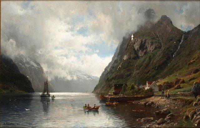 Norsk Fjordlandskap (Norwegian Fjord Landscape). Anders Askevold (Norwegian, 1834-1900).