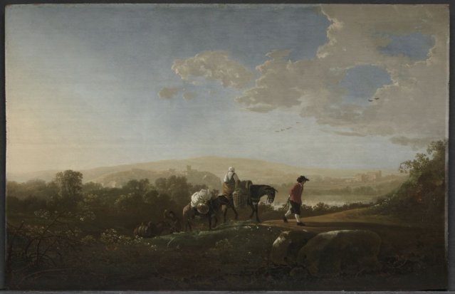 Travelers in Hilly Countryside, c. 1650. Aelbert Cuyp (Dutch, 1620-1691).