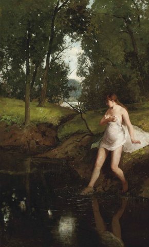 Bather at the Forest Lake (Badende am Waldsee). Gerard Jan Bos (Dutch, 1860-1943).