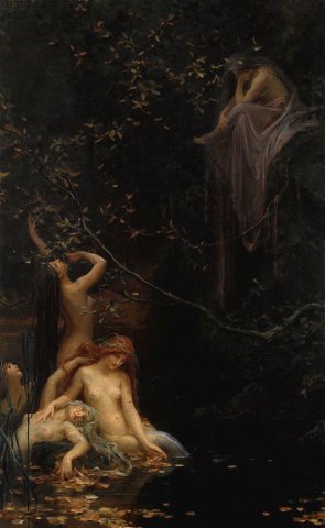 Fairies by the Brook (1895). Maxmilián Pirner (Czech, 1853-1924).
