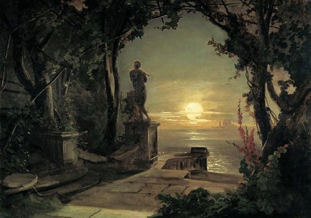 View of the Gardini Publici on San Giorgione in Venice, 1850/55. Bernard Stange (German, 1807-1880).
