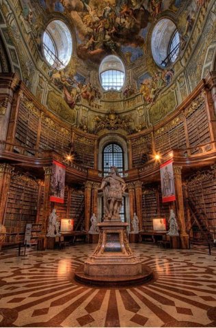 The National Library of Austria, constructed in the 18th century & contains 7.4 million books.