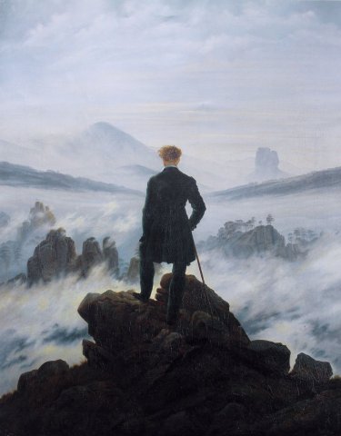 Der Wanderer über dem Nebelmeer (Wanderer Above the Sea of Fog), c. 1818. Caspar David Friedrich (German, 1774-1840).