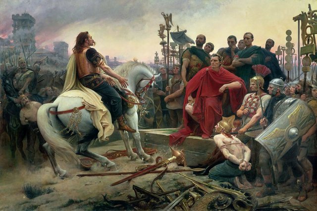 Vercingetorix Throwing down His Weapons at the feet of Julius Caesar, 1899. Lionel Royer (French, 1852-1926).