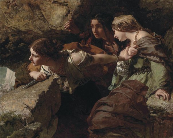 Courage, Anxiety and Despair: Watching the Battle (1850). James Sant (English, 1820-1916).