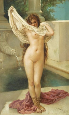 Bath Time (1897). Virgilio Tojetti (Italian, 1851-1901).