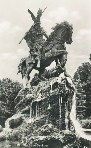 Statue of Widukind, leader of the Saxons, chief opponent to Charlemagne, in Herford, North Rhine-Westphalia