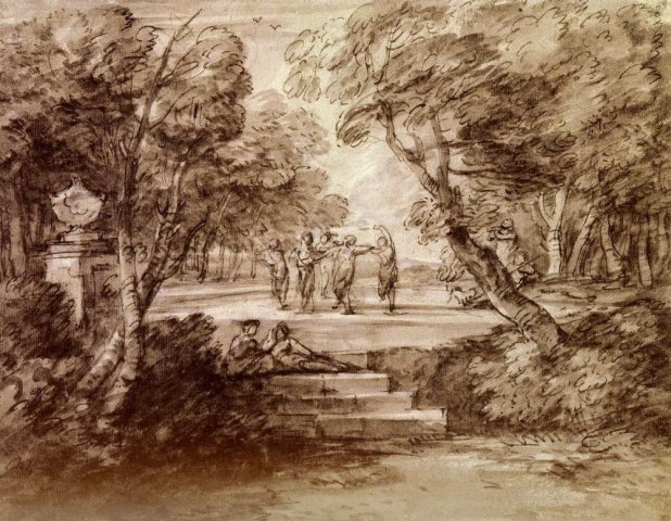 Dancers With Musicians In A Woodland Glade (1733). Thomas Gainsborough (English, 1727-1788).