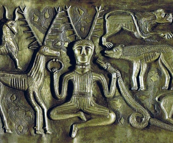 **Cernunnos, the predominant Celtic deity, was often depicted with antler's horns.**
As this image - from the __Gundestrup Cauldron__ (Denmark, 3rd century CE) - shows, Cernunnos was typically depict