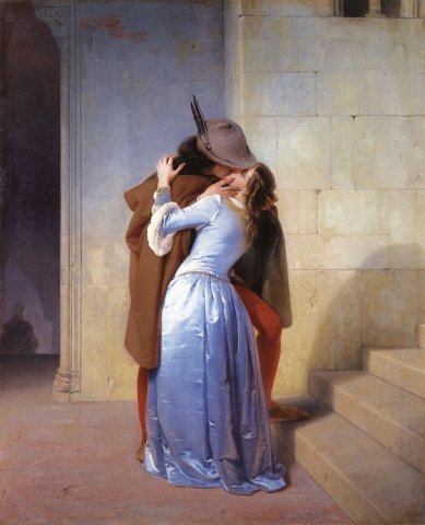 Il Bacio (The Kiss) (1859). Francesco Hayez (Italian, 1791-1882).