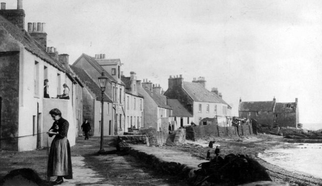 A photo taken of West Shore Street, Pittenweem East Neuuk of Fife Scotland, c. 1900.