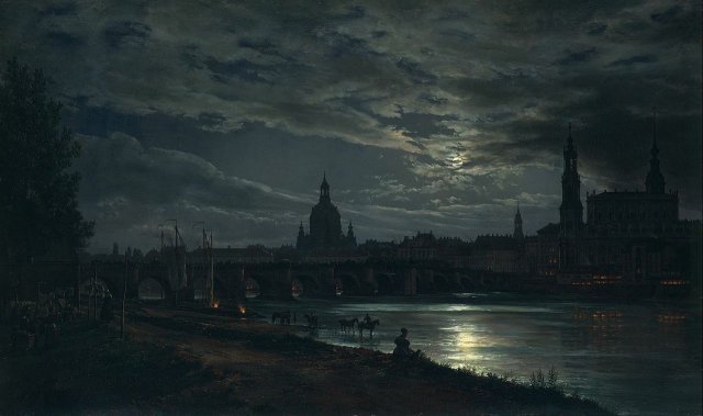 Dresden by Moonlight. Johan Christian Dahl (Norwegian, 1788–1857).