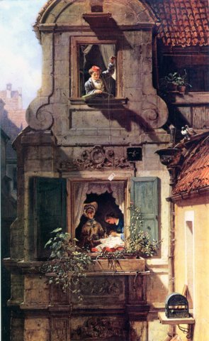 The Intercepted Love Letter (c. 1855). Carl Spitzweg (German, 1808-1885).