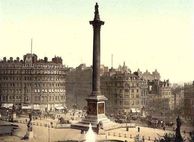 ?? Trafalgar Square, London, 1890s, photochrome