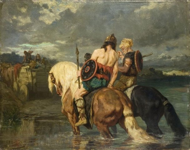 Goths Traversant une Rivière (Goths Cross a River). Évariste Vital Luminais (French, 1821-1896).