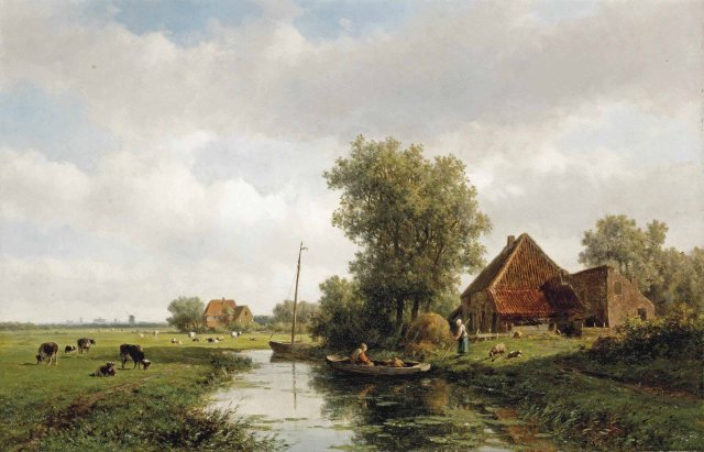 A polder landscape with cattle in a meadow, Haarlem in the distance
Willem Vester
1824-1895