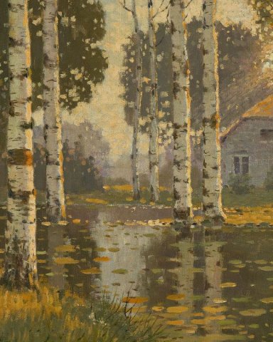 A Pond With Birches (c. 1910). Vilhelms Purvītis (Latvian, 1872-1945).